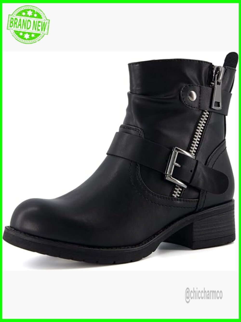 Ankle Boots Womens Combat Motorcycle Zipper Memory Foam Wide Width